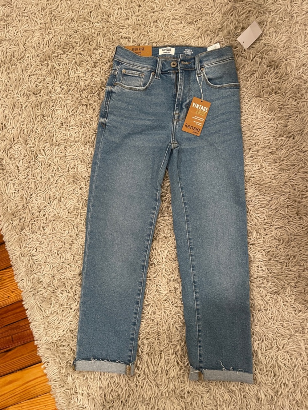 Kensie Light Blue High-Rise Straight Jeans